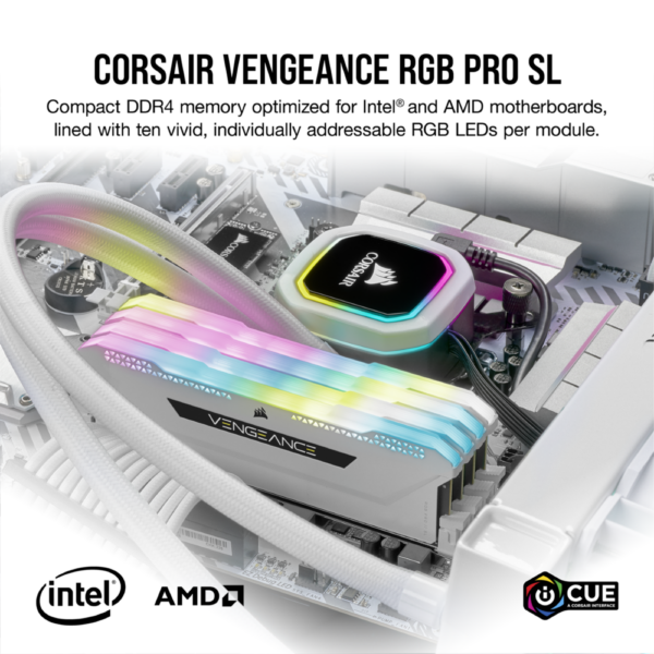 RAM CORSAIR VENGEANCE RGB PRO SL 3200 2X8 C16 WHITE