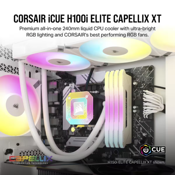 COOLER LIQUID-CPU CORSAIR H100I ELITE CAPELLIX XT RGB WHITE