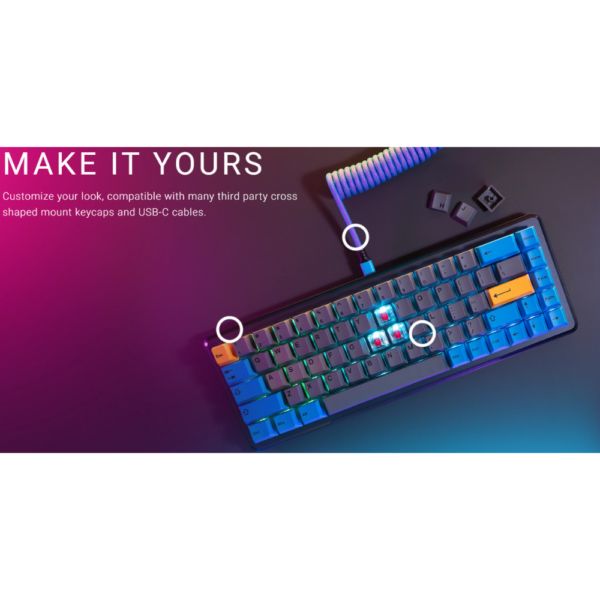 KEYBOARD ROCCAT VULCAN II MINI RGB 65% OPTICAL S-RED WHITE