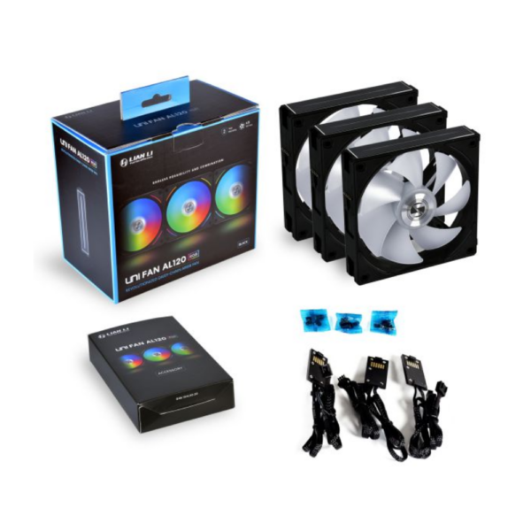 COOLER FAN-CASE LIAN LI UNI FAN AL120 RGB 3-FAN BLACK