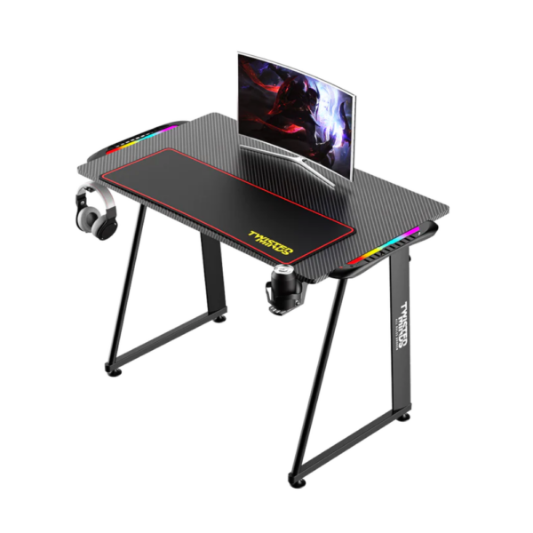 GAMING DESK TWISTED MINDS A SHAPED CARBON FIBER TEXTURE RGB