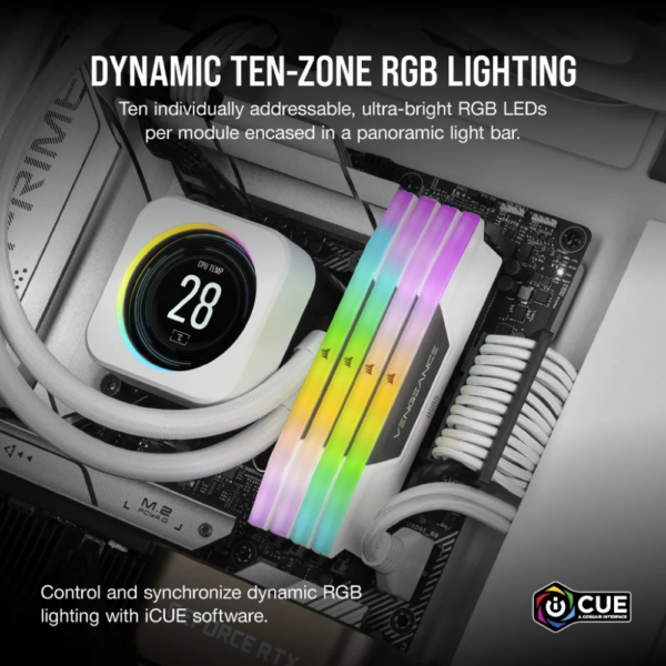 RAM CORSAIR VENGEANCE RGB 5200 2X16GB DDR5 WHITE