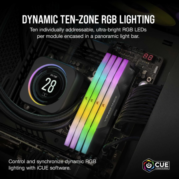 RAM CORSAIR VENGEANCE RGB 5200 2X16GB DDR5 BLACK