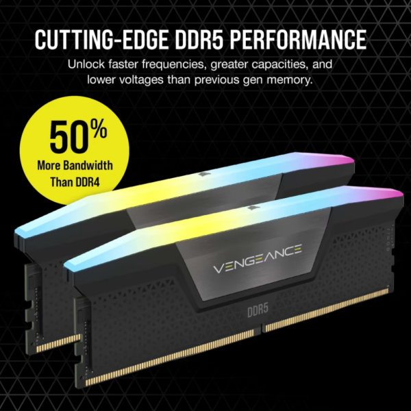 RAM CORSAIR VENGEANCE RGB 6400 DDR5 2X16GB BLACK