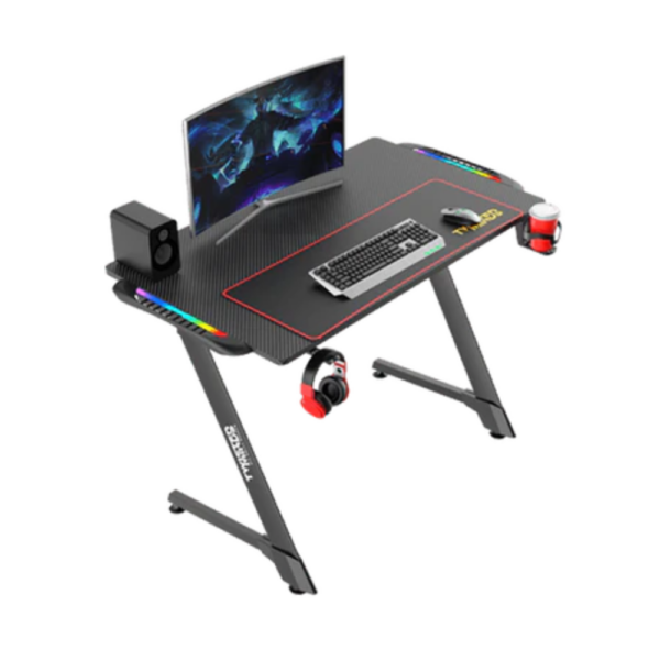 GAMING DESK TWISTED MINDS Z SHAPED CARBON FIBER TEXTURE RGB