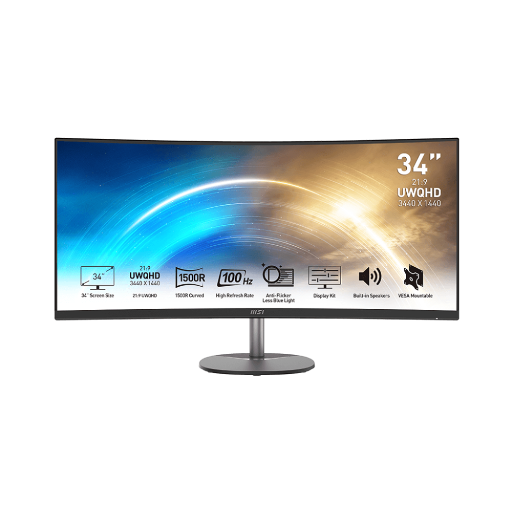 Comp Monitors MONITOR MSI PRO MP341CQ 34'' UWQHD CURVED 2K VA 100HZ - watanimall