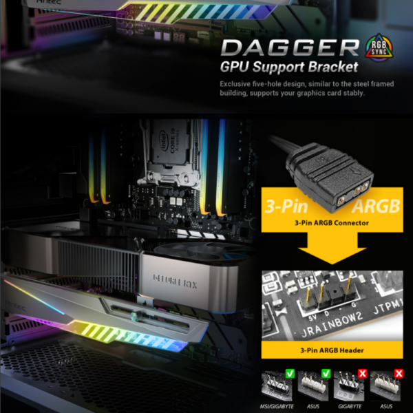 GPU HOLDER ANTEC DAGGER ARGB BLACK