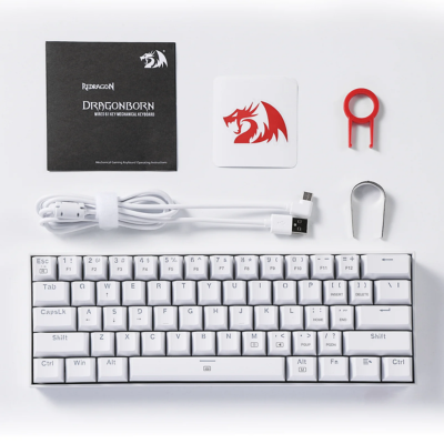 KEYBOARD REDRAGON DRAGONBORN WIRED MECH WHITE BROWM SW