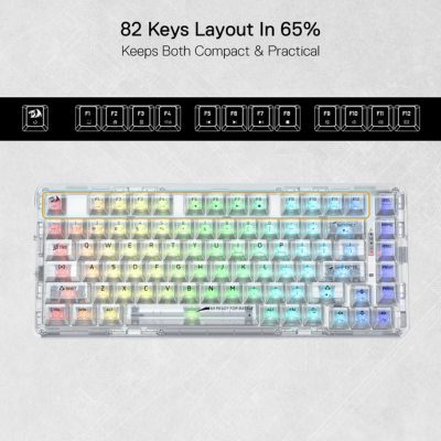 KEYBOARD REDRAGON K649 ELF PRO 78% WIRELESS RGB MECH WHITE