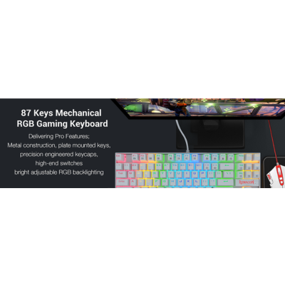 KEYBOARD REDRAGON KUMARA K552W RGB WHITE RED SWITCH