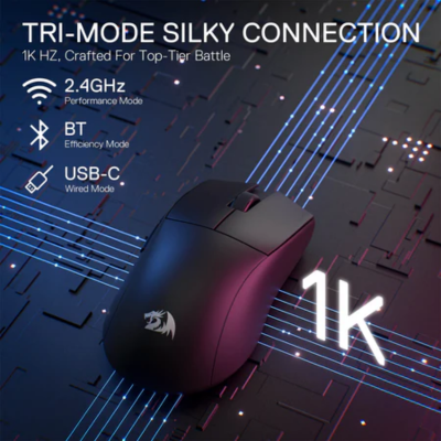 MOUSE REDRAGON M916 PRO 1K 3-MODE GAMING WIRELESS BLACK