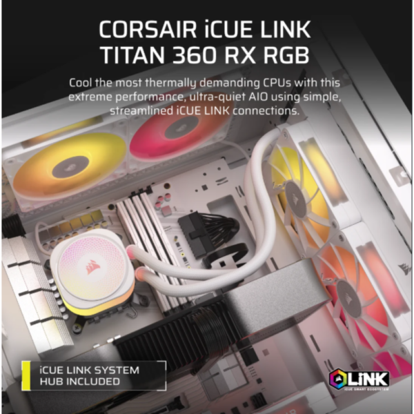 COOLER LIQUID-CPU CORSAIR ICUE LINK TITAN 360 RX RGB WHITE