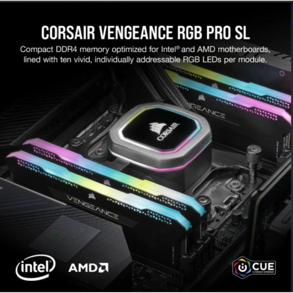 RAM CORSAIR VENGEANCE RGB PRO SL 3600 2X8 C18 BLACK