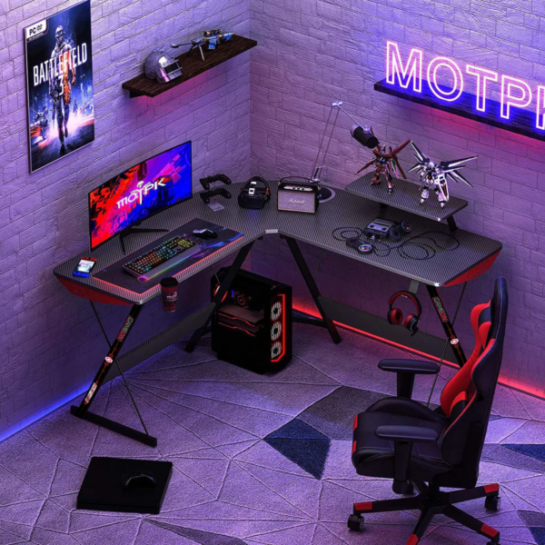 GAMING DESK GAMEON L-SHAPED SLAYER I WITH ACCESSORIES STAND