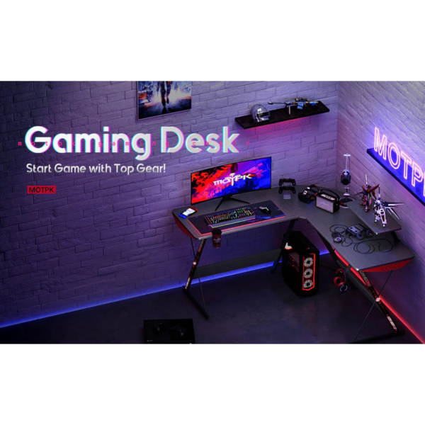 GAMING DESK GAMEON L-SHAPED SLAYER I WITH ACCESSORIES STAND