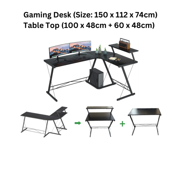 GAMING DESK GAMEON 3IN1 L-SHAPED SLAYER II XL WITH STAND