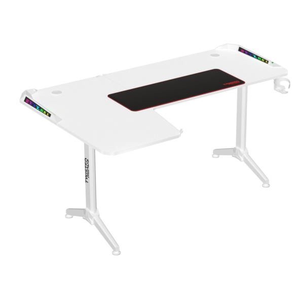 GAMING DESK TWISTED MINDS WARRIOR L SHAPED RGB LEFT WHITE