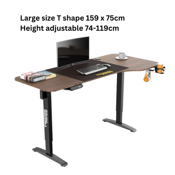 GAMING DESK TWISTED MINDS T SHAPED ELECTRIC HEIGHT RIGHT