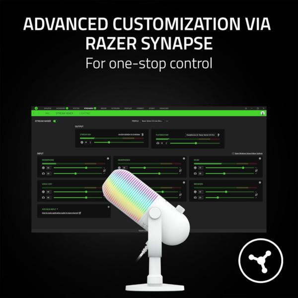 MICROPHONE RAZER SEIREN V3 CHROMA RGB USB WHITE
