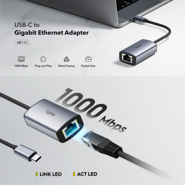 CUDY ETHERNET ADAPTER UE10C USB-C TO RJ45
