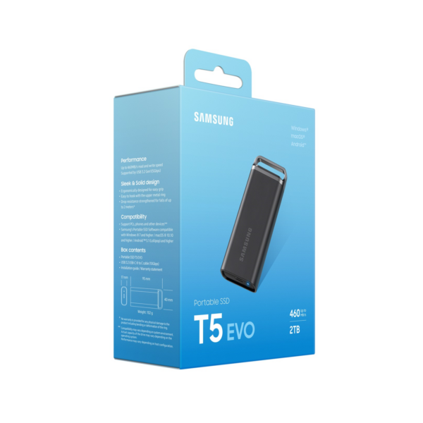 PORTABLE SSD SAMSUNG T5 EVO 2TB USB 3.2 GEN1 BLACK