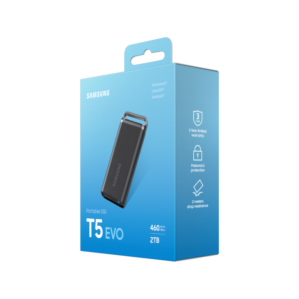 PORTABLE SSD SAMSUNG T5 EVO 2TB USB 3.2 GEN1 BLACK