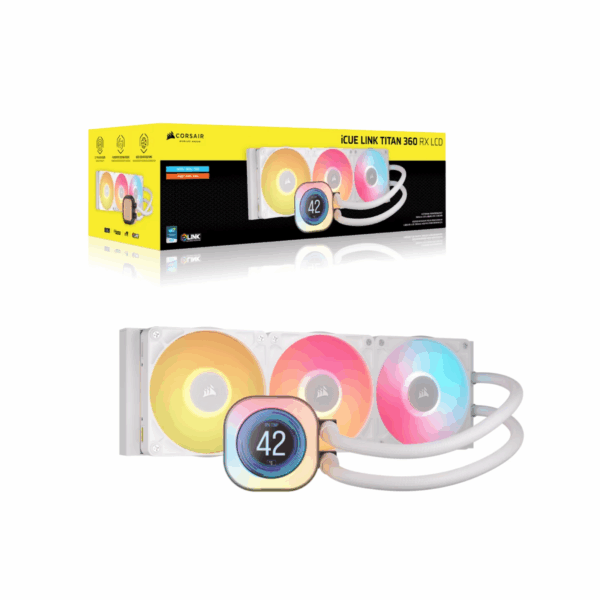 CORSAIR CPU LIQUID COOLER ICUE LINK TITAN 360 RX LCD RGB WH