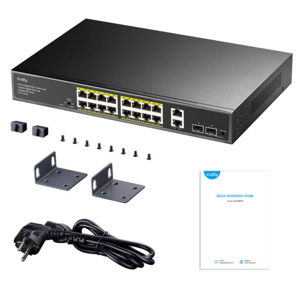 SWITCH CUDY GS1018PS2 16-PORT GIGABIT POE WITH 2 UPLINK GbE