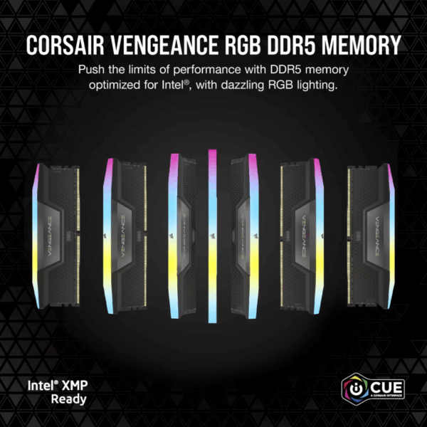 RAM CORSAIR VENGEANCE RGB 6000MHz 2x16GB DDR5 CL38 BLACK