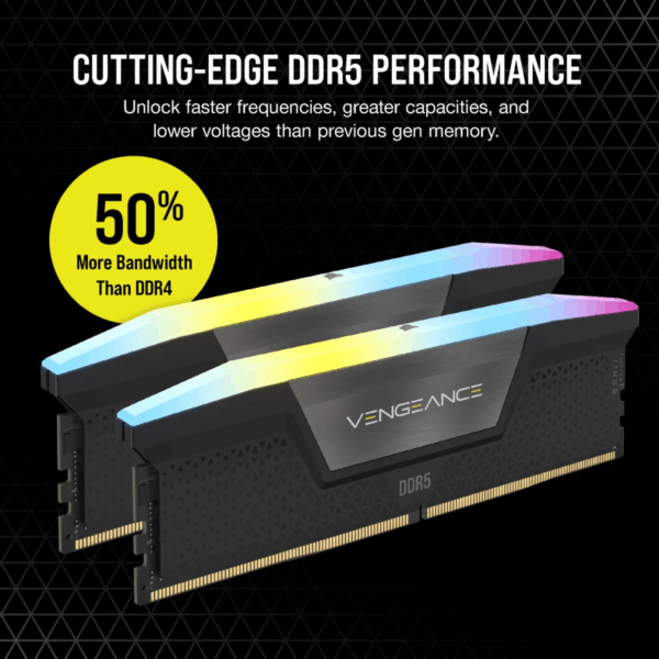 RAM CORSAIR VENGEANCE RGB 6000MHz 2x16GB DDR5 CL38 BLACK