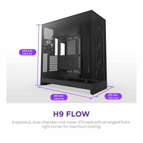 CASE NZXT H9 FLOW TG MID TOWER BLACK