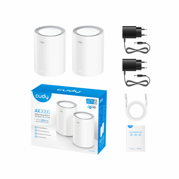 CUDY AX3000 WHOLE HOME WI-FI 6 MESH SYSTEM WITH 2.5G -2PACK