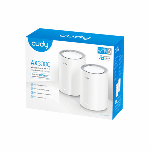CUDY AX3000 WHOLE HOME WI-FI 6 MESH SYSTEM WITH 2.5G -2PACK
