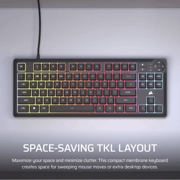 KEYBOARD CORSAIR K55 CORE RGB TKL MEMBRANE – BLACK