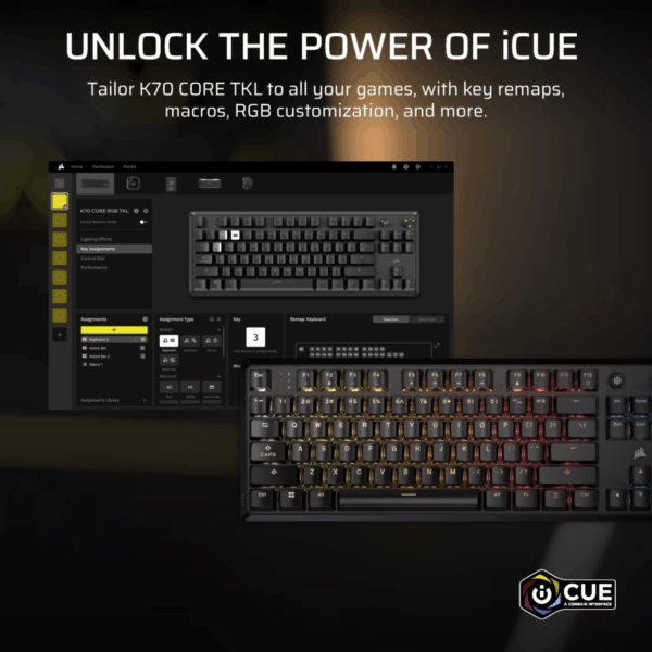 KEYBOARD CORSAIR K70 CORE TKL RGB LINEAR RED – BLACK