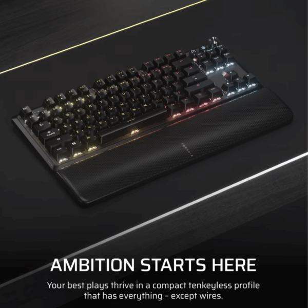 KEYBOARD CORSAIR K70 CORE TKL WIRELESS RGB LINEAR RED BLACK
