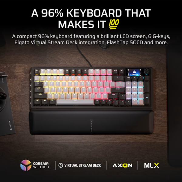 KEYBOARD CORSAIR VANGUARD 96 LCD RGB